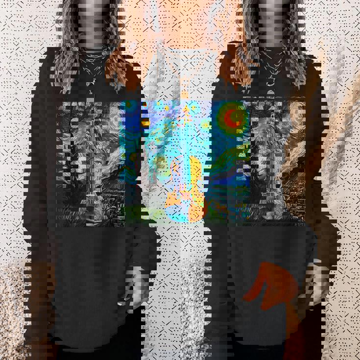 バイオリン 楽器 面白いtシャツ ゴッホ 星月夜 かわいい メンズ 子供 おもしろ 服 グッズ ネタ 音楽 スウェットシャツ 彼女への贈り物