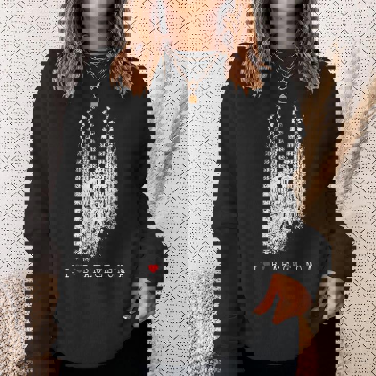 バルセロナ サグラダファミリア ヴィンテージ スパニッシュ I Love Barcelona スウェットシャツ 彼女への贈り物