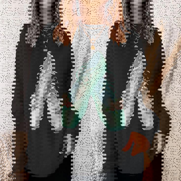 バレリーナガール ミントグリーン ダンス バレエ水彩画 スウェットシャツ 彼女への贈り物