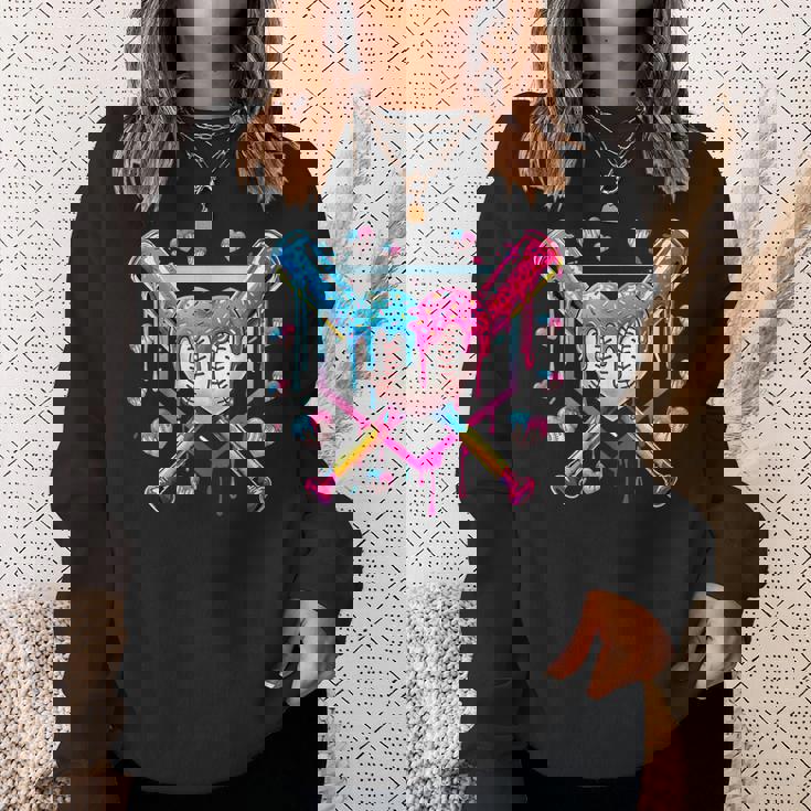 バレンタイン 野球 ハート 滴る アイスクリーム ミニハート スウェットシャツ 彼女への贈り物