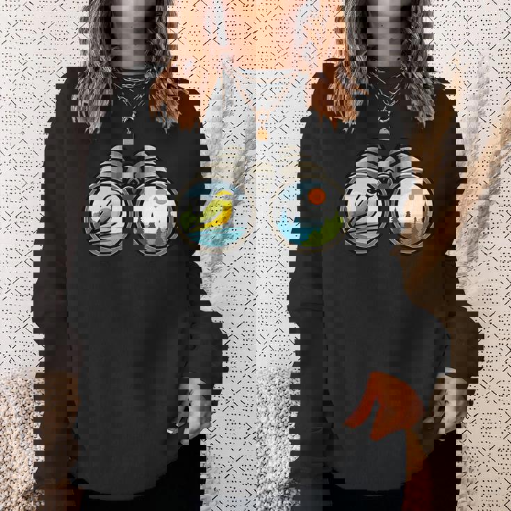 バードウォッチング双眼鏡デザイン スウェットシャツ 彼女への贈り物