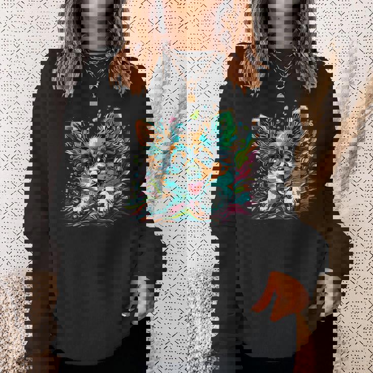 パピヨン犬の飼い主 パピヨン犬のアートワーク スウェットシャツ 彼女への贈り物