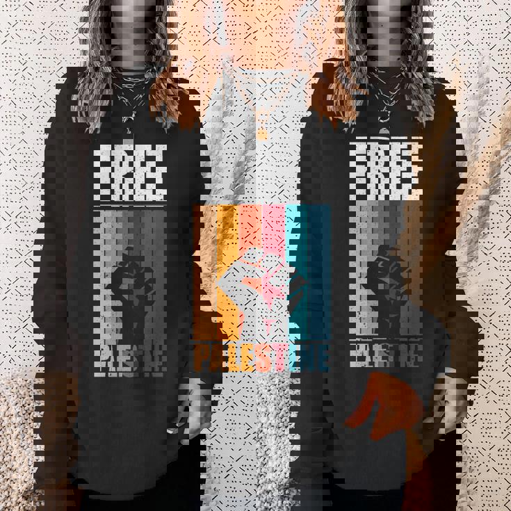 パレスチナ人のためのフリーパレスチナのレトロなビンテージデザイン 長袖tシャツ スウェットシャツ 彼女への贈り物