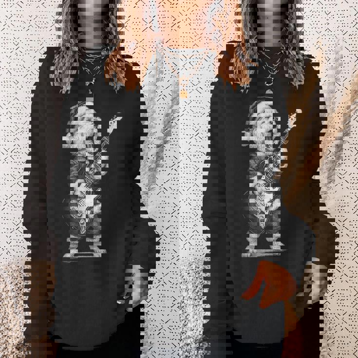 ビション・フリーゼ ギターを弾く クリスマス 犬好き スウェットシャツ 彼女への贈り物