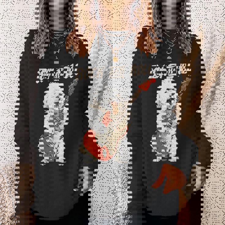 ビション・フリーゼ ギターを弾く ロックンロール 犬好き スウェットシャツ 彼女への贈り物