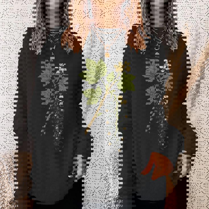 ビンテージボタニカルブラックカラント自然アートプリント スウェットシャツ 彼女への贈り物