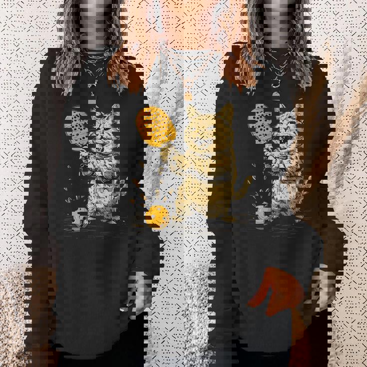 ピックルボール選手 ピックルボールの猫 長袖tシャツ スウェットシャツ 彼女への贈り物