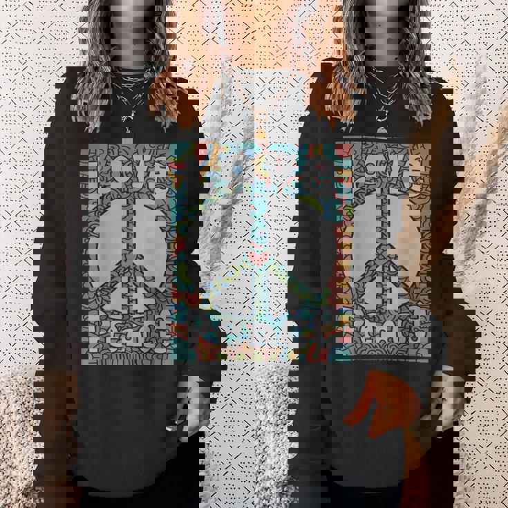 ピースサイン Love 60年代 70年代 タイダイ ヒッピー コスチュームシャツ スウェットシャツ 彼女への贈り物