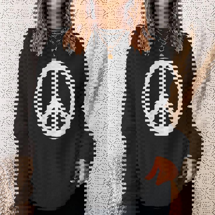 ホワイト ピースサイン スウェットシャツ 彼女への贈り物