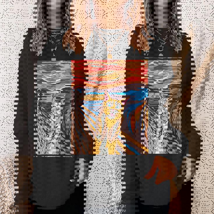 ファニー タビーキャット 絵画 ムンクの叫び パロディ スウェットシャツ 彼女への贈り物