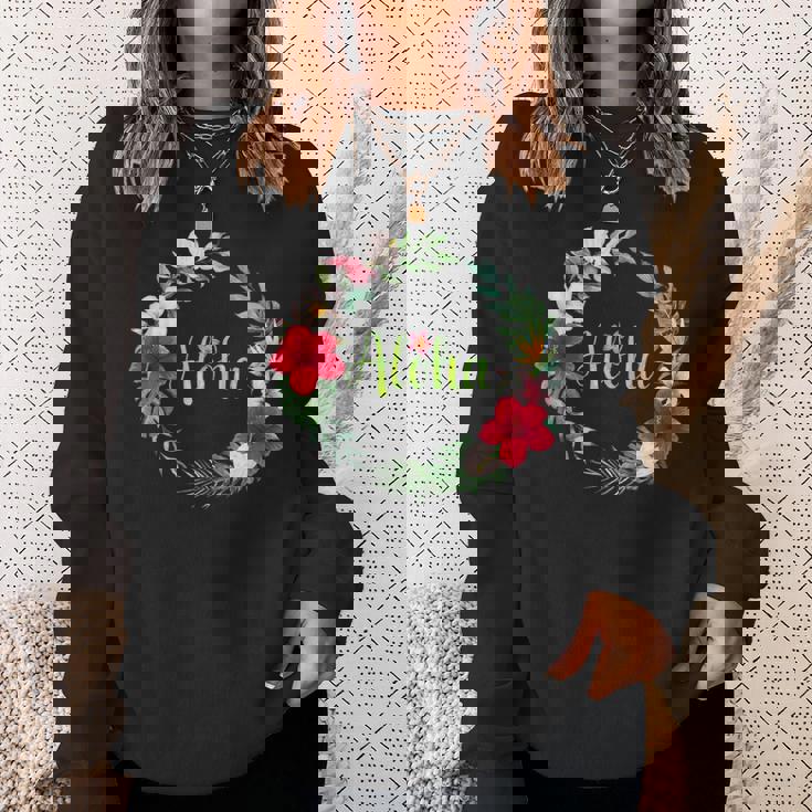 フラダンス フラ レッスン用 アロハ トロピカル ハワイ ハイビスカス かわいい 人気 プルメリア ハワイアン 黒 夏 スウェットシャツ 彼女への贈り物