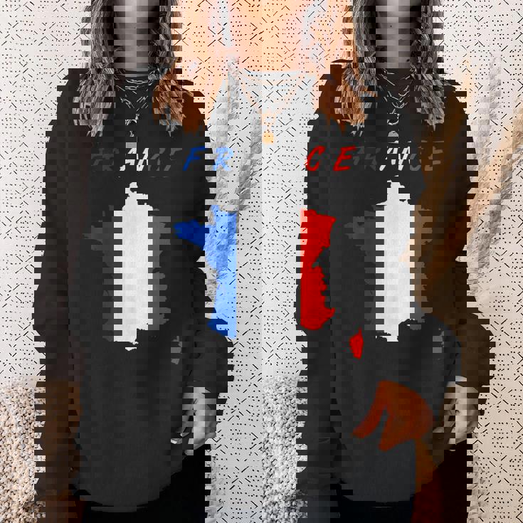 フランスの地図の中のフランス国旗tシャツ スウェットシャツ 彼女への贈り物
