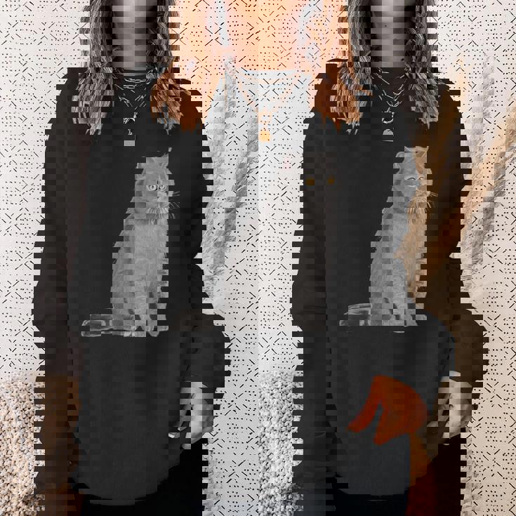 ブリティッシュショートヘアの猫 長袖tシャツ スウェットシャツ 彼女への贈り物