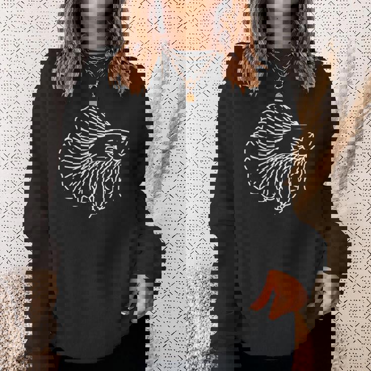 ベタ ラインアート アクアリウム 熱帯魚デザイン 長袖tシャツ スウェットシャツ 彼女への贈り物