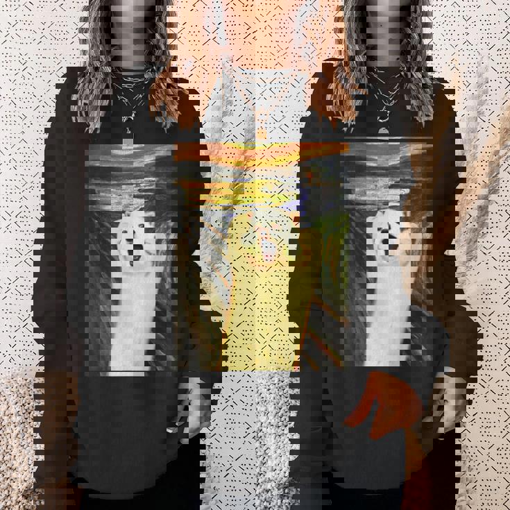 ポメラニアン 面白いtシャツ 犬 ムンクの叫び かわいい メンズ 子供 おもしろ 服 グッズ ネタ わんこ スウェットシャツ 彼女への贈り物