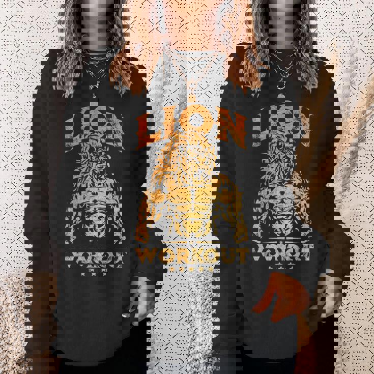 ライオン ワークアウト ゴールド トレーニング ビースト ジム フィットネス パワーマッスル スウェットシャツ 彼女への贈り物