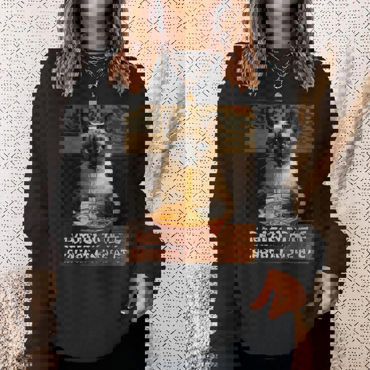 ラーメン猫 シャム猫 ラーメンを食べるラーメン泥棒 グランジ スウェットシャツ 彼女への贈り物