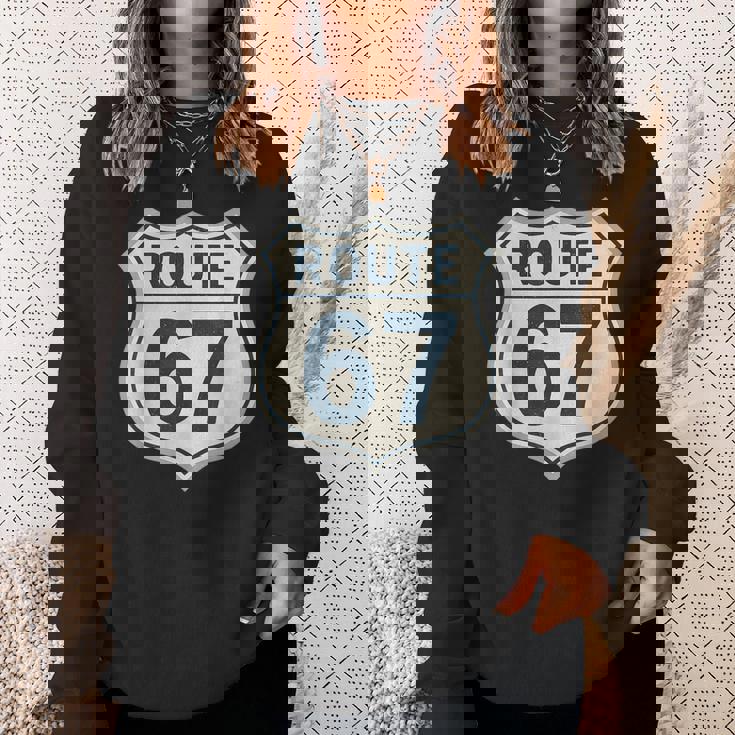 レトロ ルート 67 ハイウェイ サイン ヴィンテージ ロード ノスタルジア スウェットシャツ 彼女への贈り物