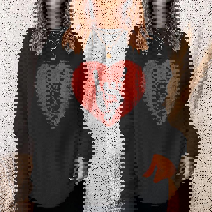 ロックミュージックラバーレッドハートロックンロール スウェットシャツ 彼女への贈り物