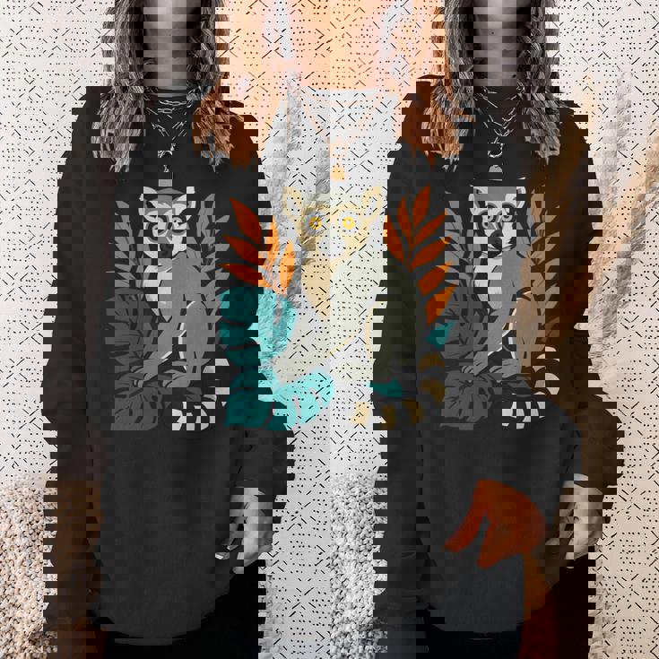 ワオキツネザル 長袖tシャツ スウェットシャツ 彼女への贈り物