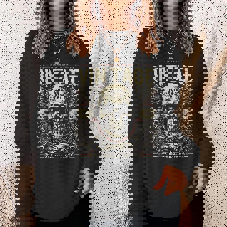 ヴィンテージ 1970 1970年誕生 誕生日 スカル バイカー バイク スウェットシャツ 彼女への贈り物