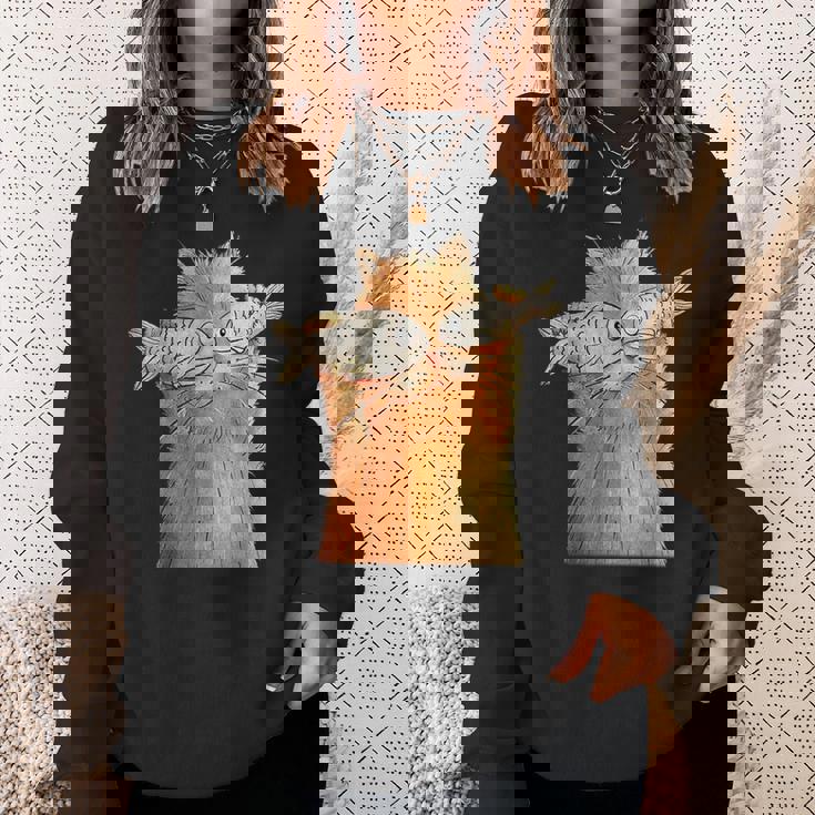 ヴィンテージ かわいい 面白い 猫 2匹の魚が目についた 恋人 気まぐれな スウェットシャツ 彼女への贈り物