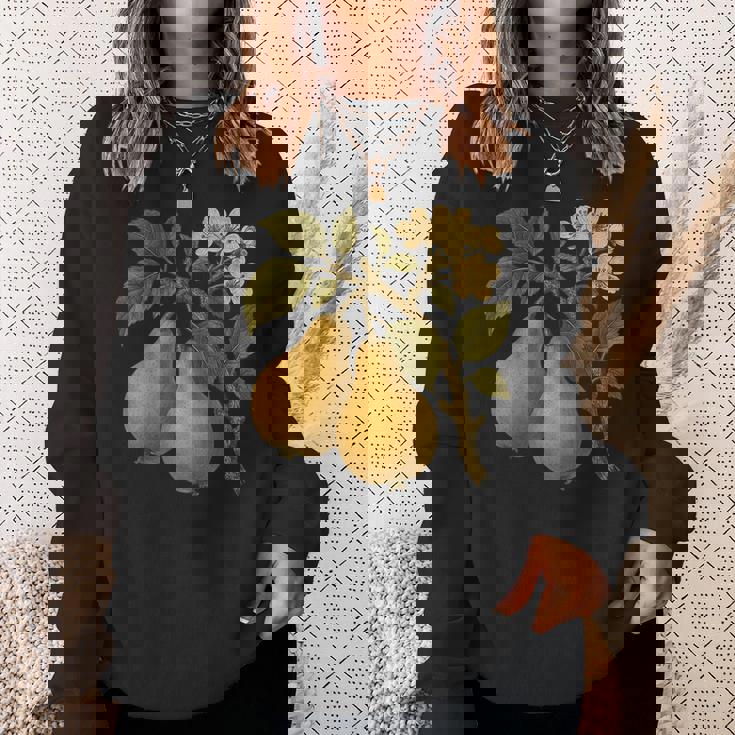 ヴィンテージボタニカル梨アートプリント スウェットシャツ 彼女への贈り物