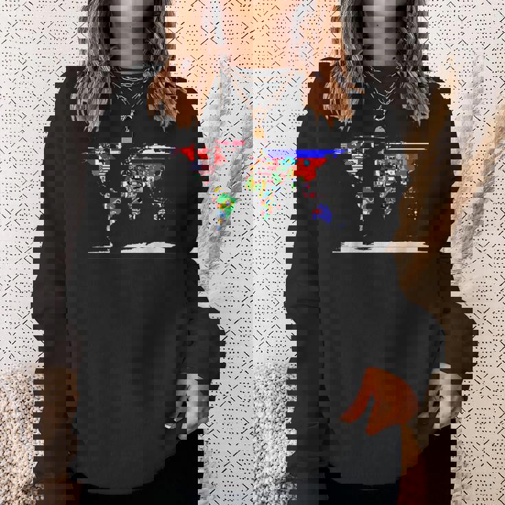 世界地図と世界の国の旗 スウェットシャツ 彼女への贈り物