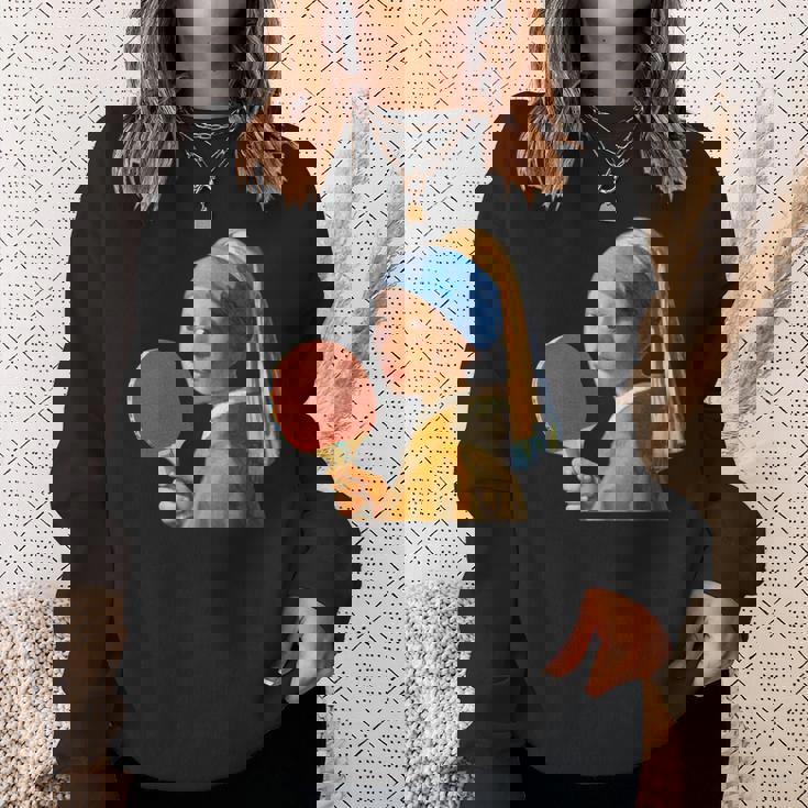 卓球 面白いtシャツ ボール ピンポン おもしろ 服 ネタ メンズ 卓球部 おもしろグッズ 大人 子供 長袖tシャツ スウェットシャツ 彼女への贈り物