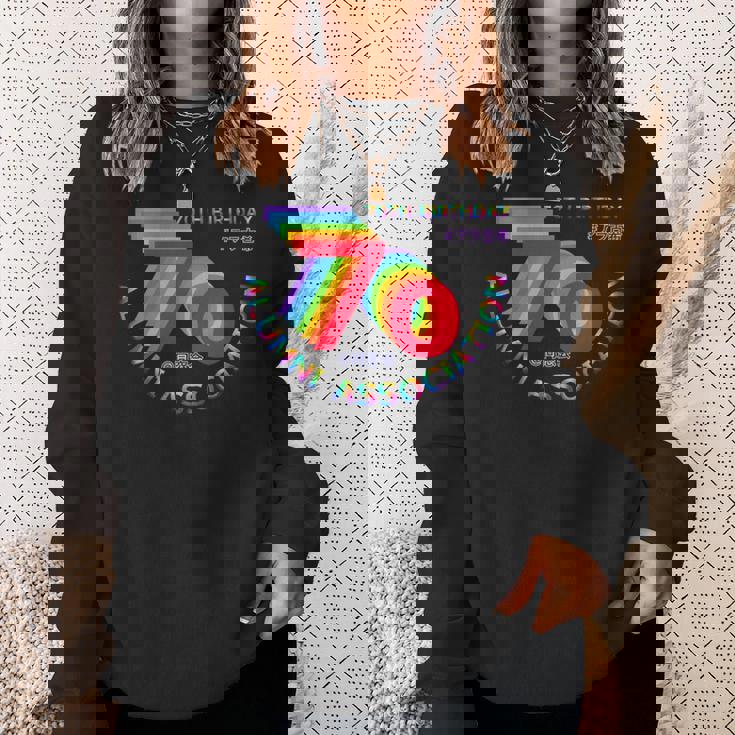 古希 同窓会 70歳 アラ古希 70歳誕生日 古希祝い 長寿 七色 70古希の集まり レインボーカラー 虹色 長袖tシャツ スウェットシャツ 彼女への贈り物