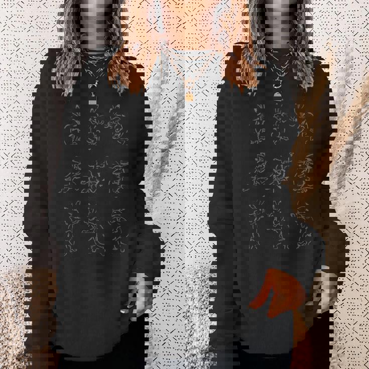 和柄 鳥獣戯画 兎 ポーズ集 デザイン ウサギ うさぎ メンズ レディース キッズ 和風 グラフィック 長袖tシャツ スウェットシャツ 彼女への贈り物