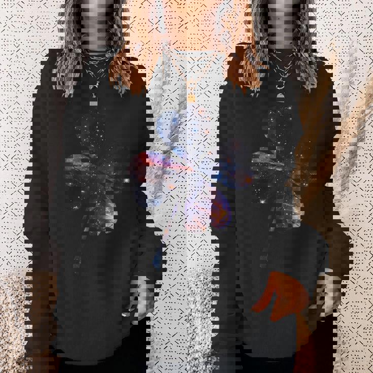 四つ葉のクローバーのシルエット 宇宙 美的 ギャラクシー スウェットシャツ 彼女への贈り物