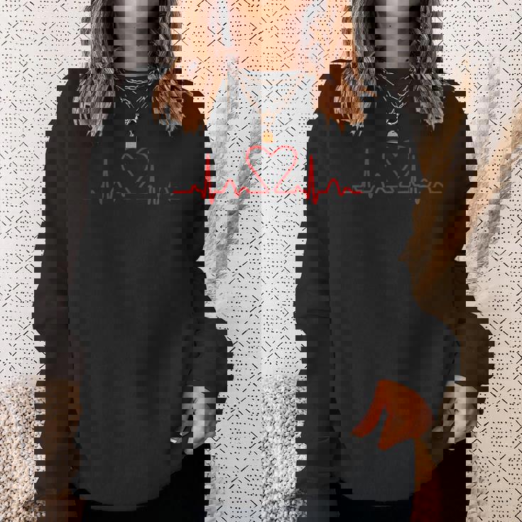 心臓のライン ハートパルス心電図 スウェットシャツ 彼女への贈り物