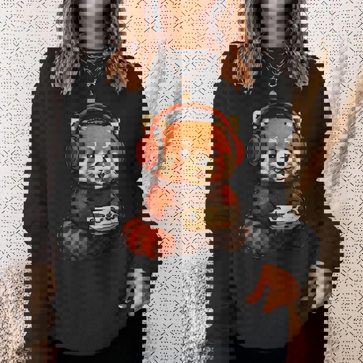 日本のレッサーパンダ ゲーマー アニメ レトロ ビデオゲーム ヴィンテージ スウェットシャツ 彼女への贈り物