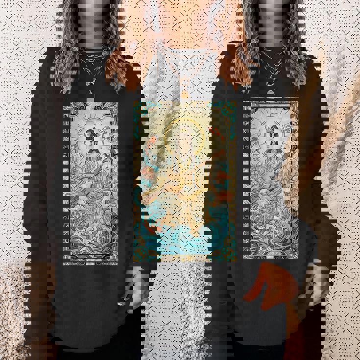 日本神話 音楽 女神弁財天 ステンドグラス スウェットシャツ 彼女への贈り物