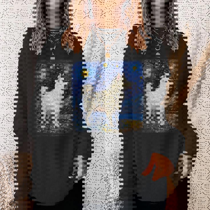 星月夜の犬 ヴァン・ゴッホ サモエド スウェットシャツ 彼女への贈り物