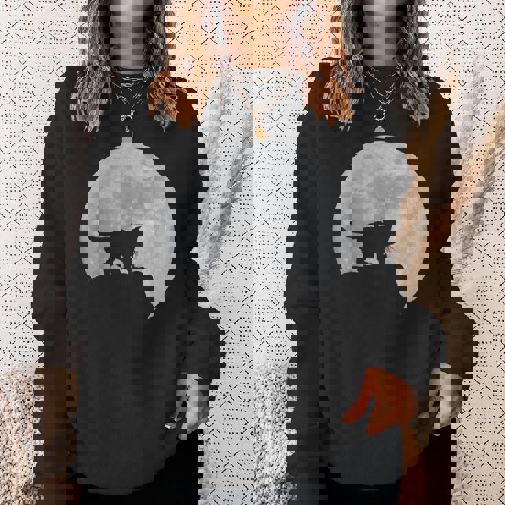 月と猫のシルエット ソマリ猫 スウェットシャツ 彼女への贈り物