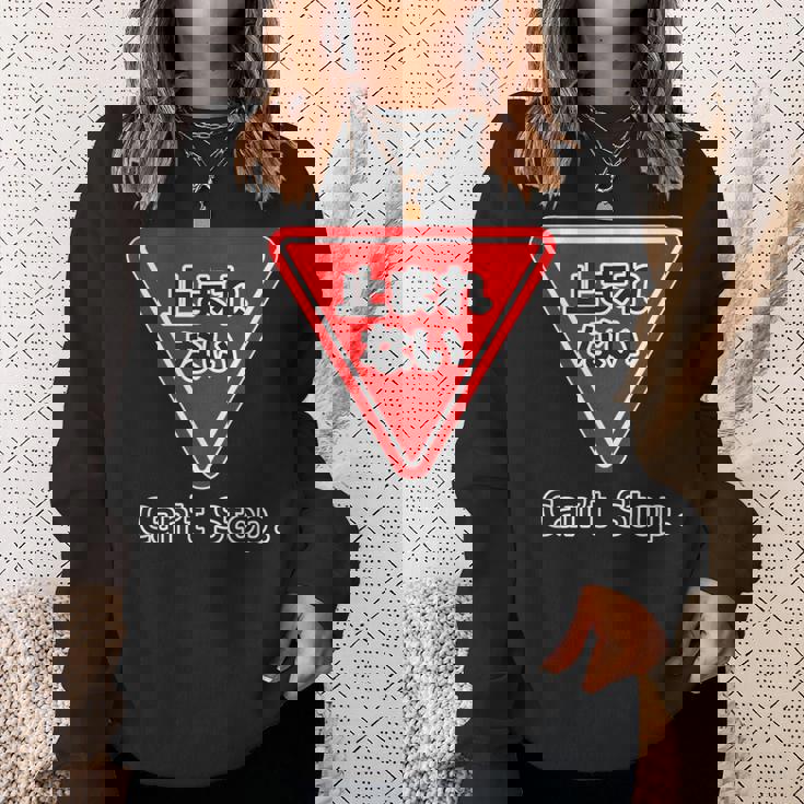 止まれない 標識 Can'ttop【変なデザイン屋さん】（ランニング・ランナー）ウェア 交通 パロディ 面白い言葉 スウェットシャツ 彼女への贈り物