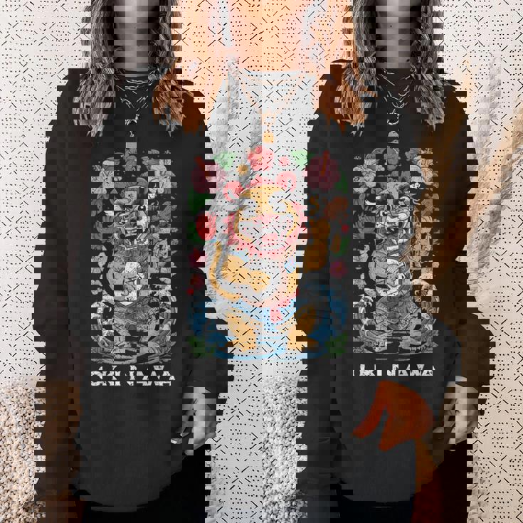 沖縄シーサーガーディアンライオン日本民俗土産デザイン スウェットシャツ 彼女への贈り物