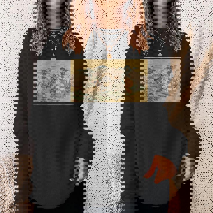 狸 狐 屏風絵 日本画 たぬき きつね スウェットシャツ 彼女への贈り物