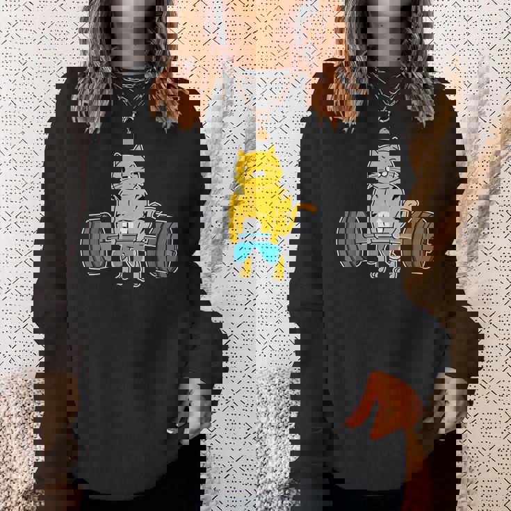 猫 デッドリフト パワーリフティング ウェイトリフティング 猫好き スウェットシャツ 彼女への贈り物