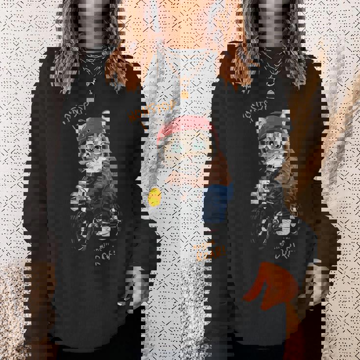 猫 バイク オートバイ おもしろ ねこ ライダース バイカー 面白い ネコ 長袖tシャツ スウェットシャツ 彼女への贈り物