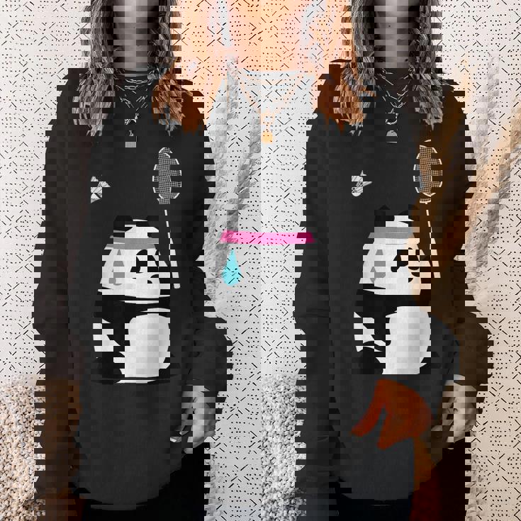 疲れきったバドミントンパンダ 面白いかわいいシャトルコック動物 スウェットシャツ 彼女への贈り物