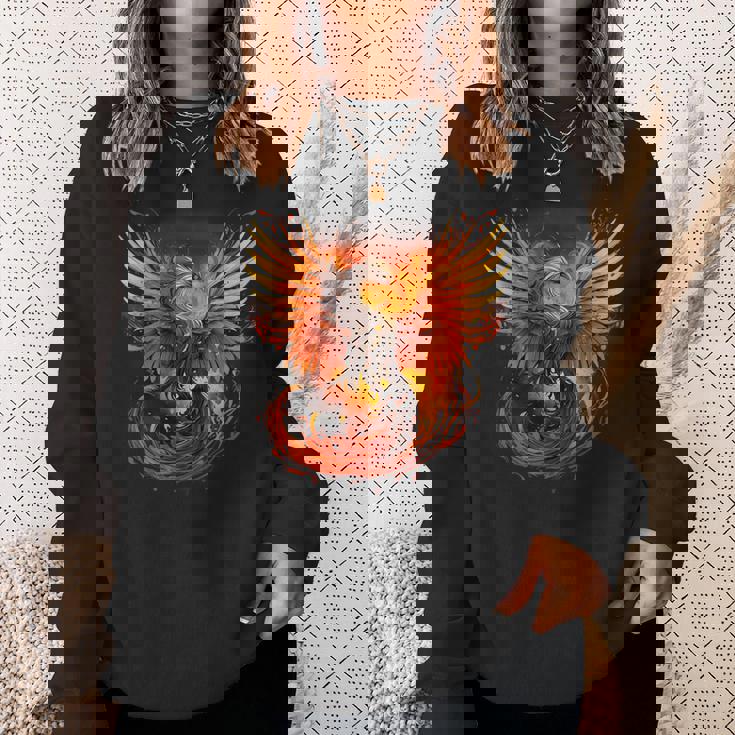 神話の鳥 若返り 不死鳥 芸術作品 ファイヤーバード リボーン スウェットシャツ 彼女への贈り物