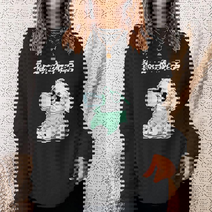 褒めたら伸びる子 マルチーズ グッズ 犬 おもしろ 面白い ネタ 笑える かわいい スウェットシャツ 彼女への贈り物