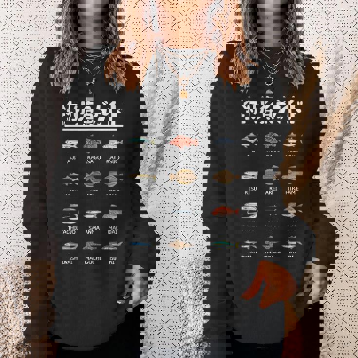 釣り魚ガイド アジ カツオ 鱚 カレイ 平目 サンマ 真鯛 鰯 マゴチ ブリ 太刀魚 釣り好き 海釣り 船釣り 釣り スウェットシャツ 彼女への贈り物