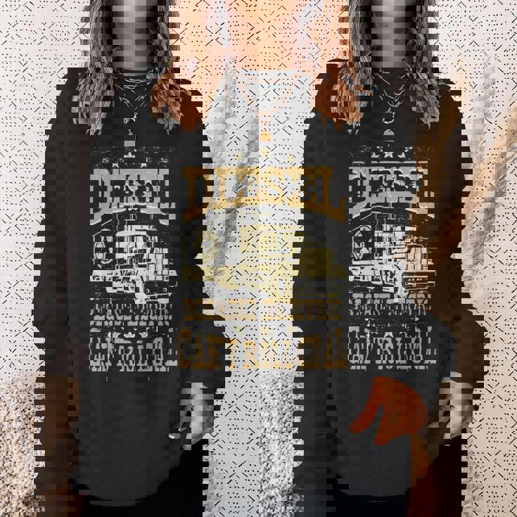 電気は石炭ディーゼルトラックを転がすことができないのでディーゼル 長袖tシャツ スウェットシャツ 彼女への贈り物