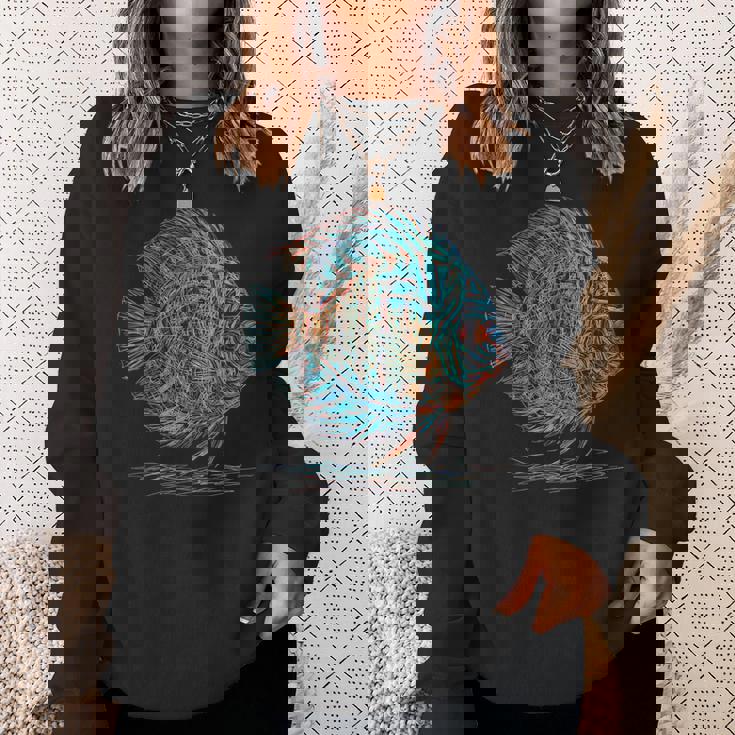 青 円盤魚 アクアリウム フィッシュキーパー スウェットシャツ 彼女への贈り物