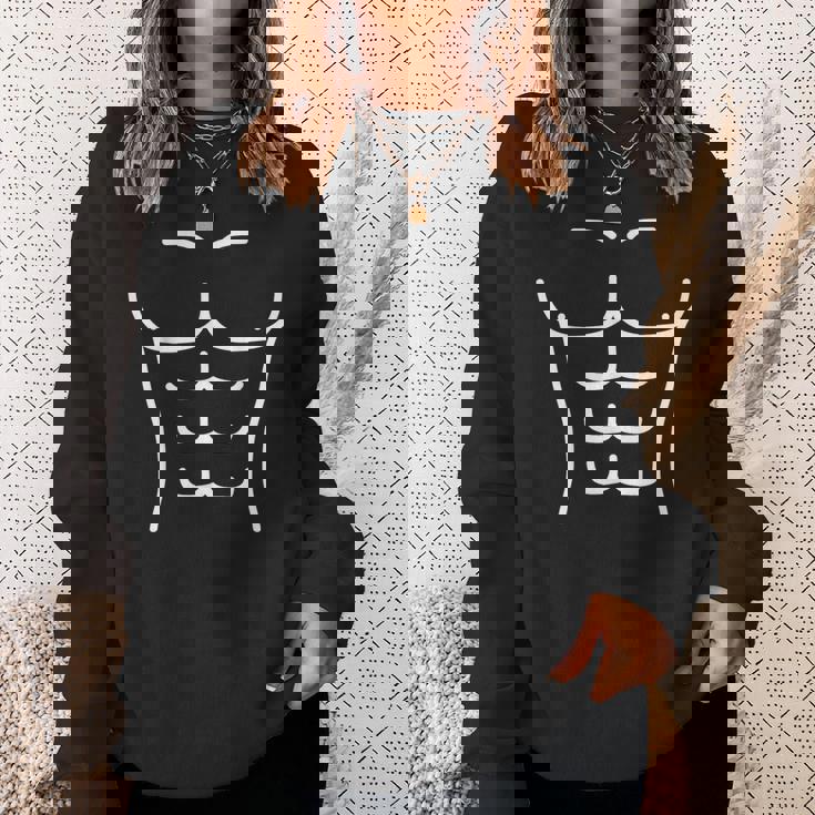 面白いシックスパック腹筋のアウトラインフィットネスデザイン スウェットシャツ 彼女への贈り物