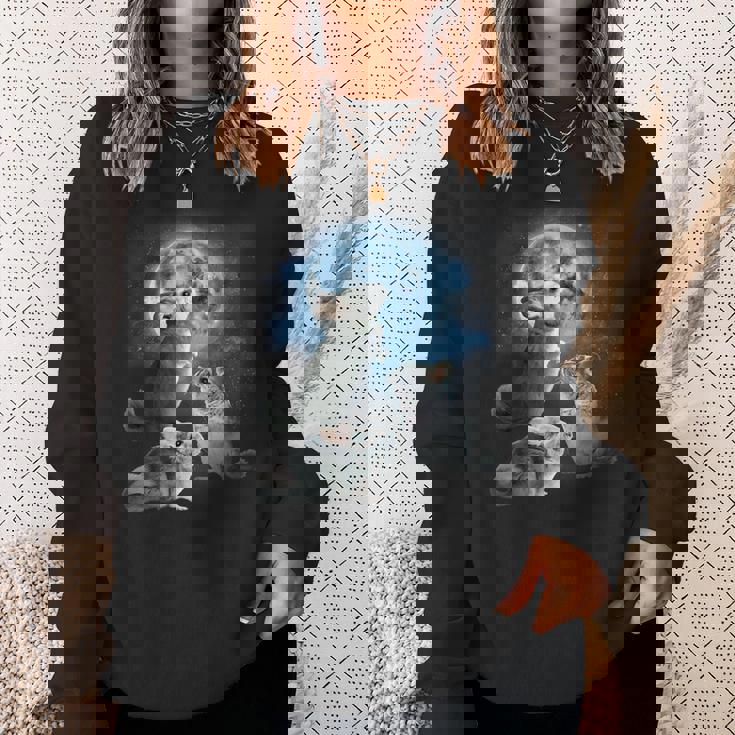 面白いチンチラシャツ 月に吠えるチンチラ スウェットシャツ 彼女への贈り物